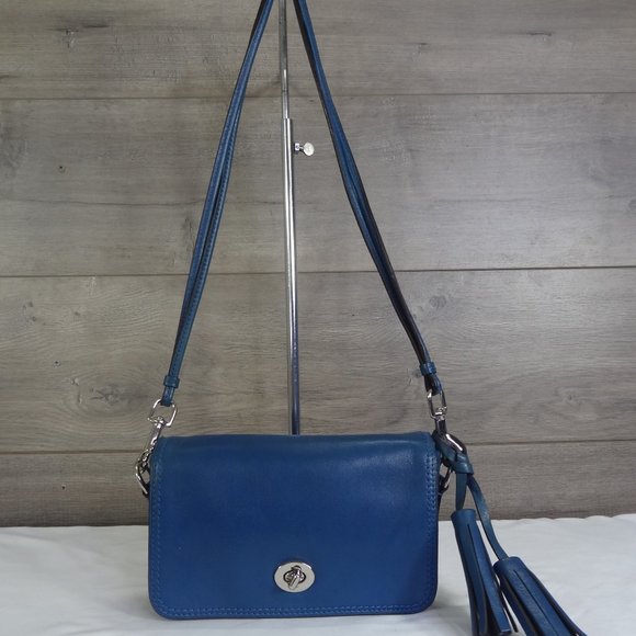 Coach Handbags - Coach 19914 Blue Leather Legacy Penny Crossbody Shoulder Bag Purse Satchel